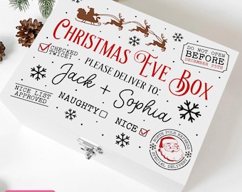 Scatola della vigilia di Natale modificabile in formato SVG, cassa della vigilia di Natale in formato SVG, scatola di Natale in formato SVG, Glowforge, Cricut, Silhouette, fai da te, file di taglio, PNG, download istantaneo