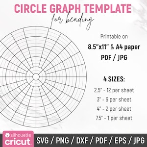 Circle Graph Template, Bead Graph Paper, Beading Pattern, Polar Graph Paper, Printable, pdf, svg, dxf, Cricut, Silhouette, Instant Download