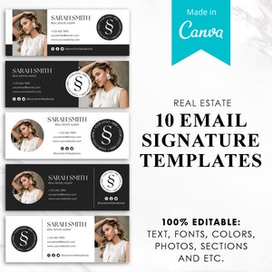 Email Signature Template, Realtor, Clickable, Gmail, Modern, Professional, Real Estate, Two Photo or Logo, Email Footer, Canva Editable image 6