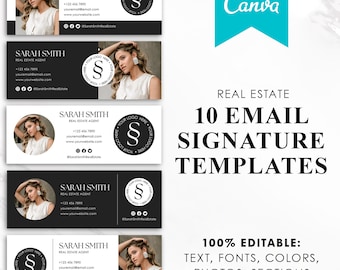 Email Signature Template Bundle, Gmail Signature, Real Estate Marketing, Modern Realtor Template, Email Marketing, Editable Canva