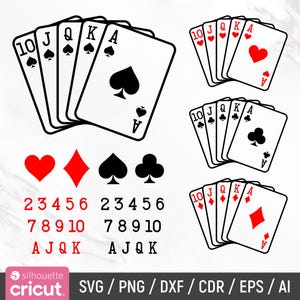 Playing Cards Svg, Playing Cards Symbols Svg, Aces Svg, Card Suits Svg, Poker Cards Svg, Royal Flush, Cards Clipart, DIY, Instant Download