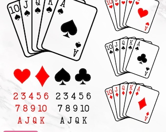 Playing Cards Svg, Playing Cards Symbols Svg, Aces Svg, Card Suits Svg, Poker Cards Svg, Royal Flush, Cards Clipart, DIY, Instant Download