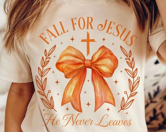 Fall For Jesus He Leaves Leaves Png, Fall Coquette Bow Png, Fall Shirt Png, Autumn Pumpkin Png, Thanksgiving Png, Autumn Sublimation Design