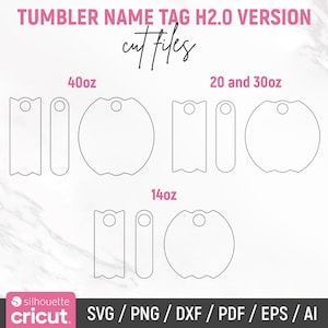 Tumbler Name Tag SVG, H2.0 Version, Stanley Cup Name Plate, Tumbler Topper Lid Name Tag, 14oz 20-30oz 40oz, Laser Cut File, Instant Download