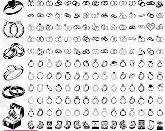 Wedding Ring SVG Bundle, Diamond Ring Svg, Wedding Ring Clipart, Bride ...
