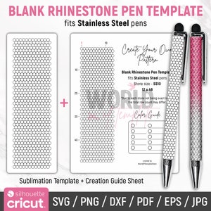 Rhinestone Pen Pattern, Rhinestone Pen Blank Templates, SS10, Rhinestone Pattern, Honeycomb Pattern, Stainless Steel Pen, Instant Download