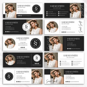 Email Signature Template, Realtor, Clickable, Gmail, Modern, Professional, Real Estate, Two Photo or Logo, Email Footer, Canva Editable image 2