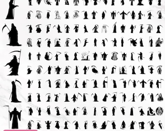 Grim Reaper Svg Bundle, Death Svg, Grim Reaper Clipart, Halloween Svg, Grim Reaper Silhouette, Grim Reaper Vector, Instant Download