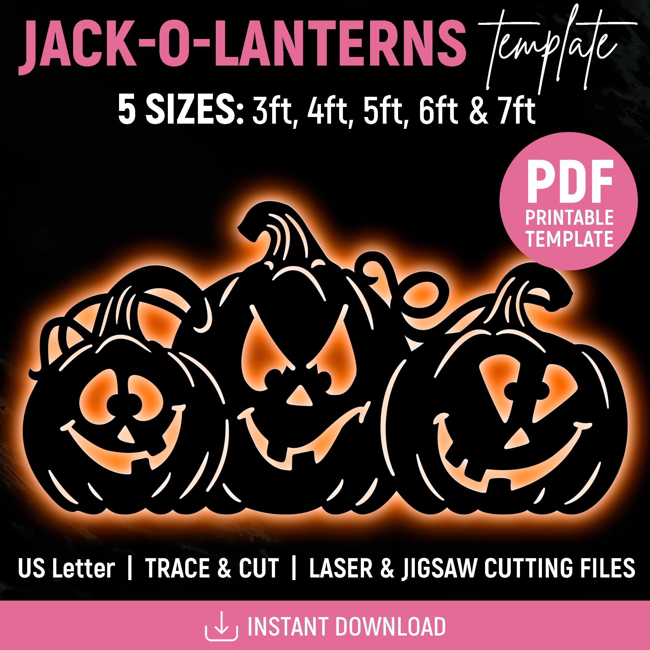 Jack-o-Lanterns or Pumpkins Template, Halloween Scene Lawn Decor, Outdoor Silhouette Template, Trace & Cut, Stencils, PDF, Instant Download