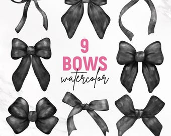 Ribbon Bow Png Bundle, Bow Png, Hair Bow Png, Bow Tie Svg, Bow Clipart, Black Bows Png, Black Coquette Png, Trendy Png, Goth Girl Era Png