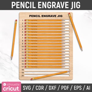 Pencil Jig Svg, Pencil Jig Engrave Template, Laser Ready Pencil Jig Template, Pencil Jig Dxf, Jig Laser Machine, Pencil Engraving, Cricut