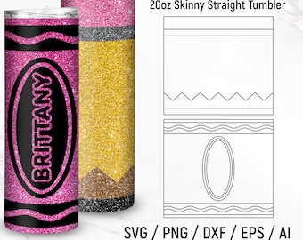 Pencil & Wax Color Pen Tumbler Template Svg, Tumbler Wrap Design, 20oz Skinny Tumbler Wrap, Burst Tumbler Svg, Teacher Tumber, Sublimation