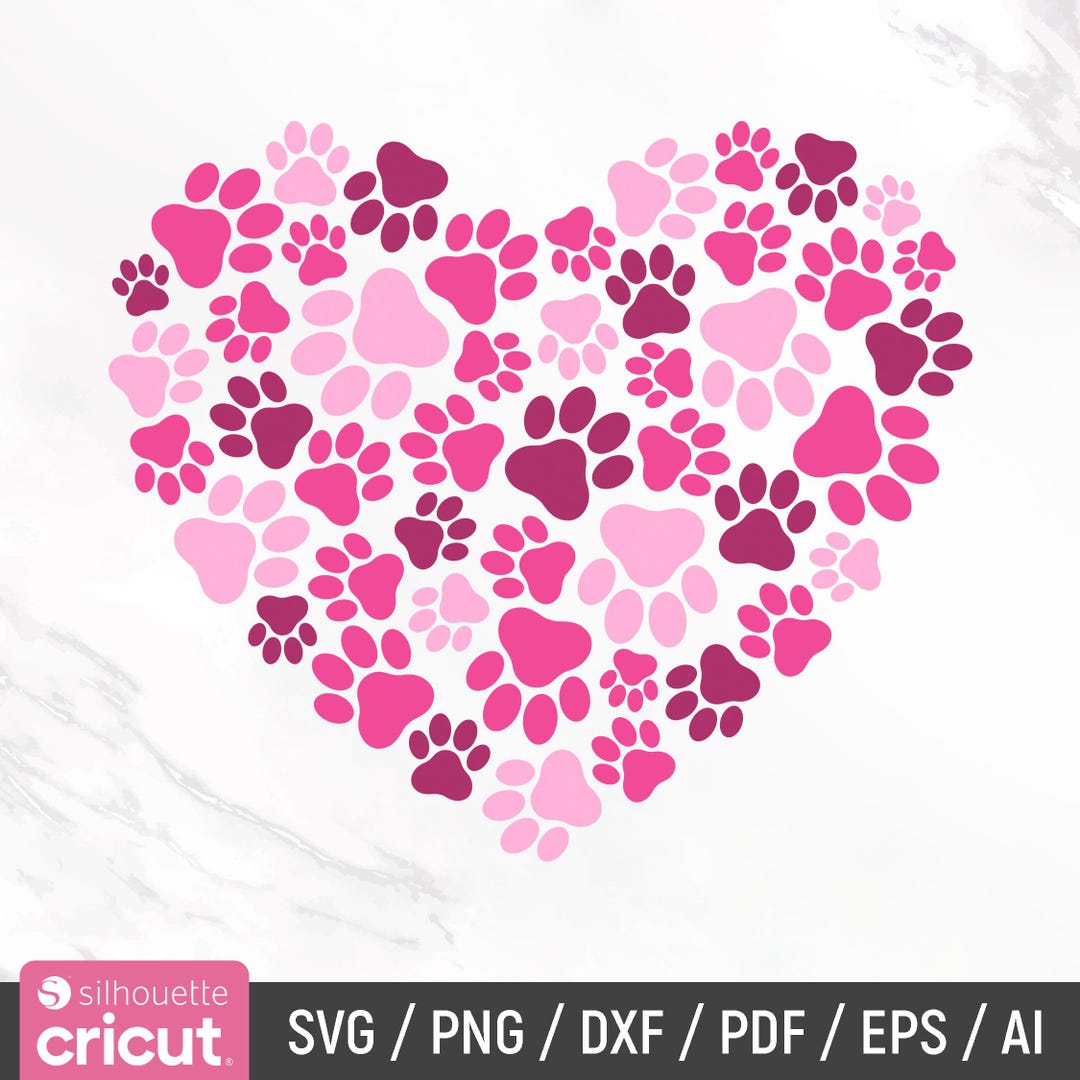 Dog Valentine Svg, Paw Heart Svg, Valentine's Day Svg, Dog Mom Svg, Cat ...
