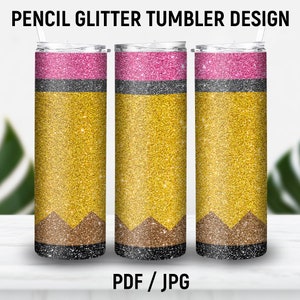 Gobelet à crayons pailletés, emballage de verre d&#39;enseignant, appréciation de l&#39;enseignant, papier d&#39;emballage fin 20 oz, vie d&#39;enseignant, design par sublimation