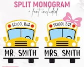 School Bus Svg, School Bus Name Svg, School Bus Monogram, Bus Driver Svg, Male Female School Bus, Back To School Svg, Png, Instant Download