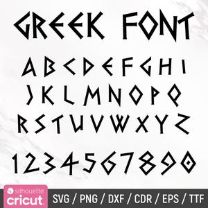 Greek Font Svg, Greek Alphabet Svg, Greek Letters Svg, Greek Ancient Letters Svg, Greek Style Script Font, Cut Files, TTF, Instant Download