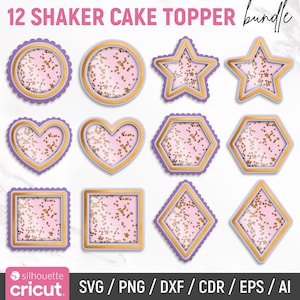 Pacote de Topo de Bolo Shaker Svg, Tiras de Camada Shaker, Topo de Bolo de Aniversário Svg, Shaker Recortado Svg, Svg em Camadas, Shaker 3D, Download Instantâneo