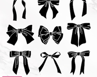 Ribbon Bow Svg Bundle, Ribbon Svg, Bow Svg, Hair Bow Svg, Bow Tie Svg, Bow Clipart, Bow Silhouette, Coquette Bow Svg, Png, Instant Download