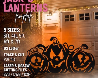 Jack-o-Lanterns or Pumpkins Template, Halloween Scene Lawn Decor, Outdoor Silhouette Template, Trace & Cut, Stencils, PDF, Instant Download