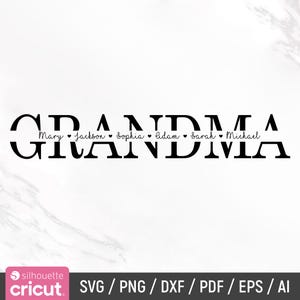 Abuela Svg, Abuela Svg, Día de la Madre Svg, Abuela Dividida En Marco De Nombre Svg, Abuela Svg, Archivo De Corte, Cricut, Silueta, Descarga Instantánea