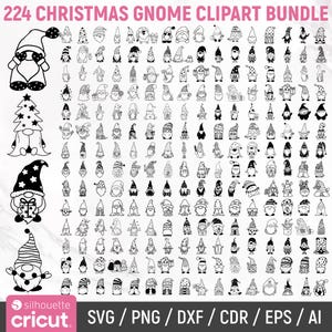 Christmas Gnome Svg Bundle, Gnome Clipart, Gnome Silhouette Svg, Gnomes Merry Christmas Svg, Gnomies Svg, Cut Files, Png, Instant Download