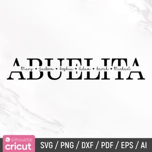 Abuelita SVG, Abuela SVG, Día de la Madre SVG, Abuelita con marco de nombre dividido SVG, Abuela SVG, Archivo de corte, Cricut, Silueta, Descarga instantánea