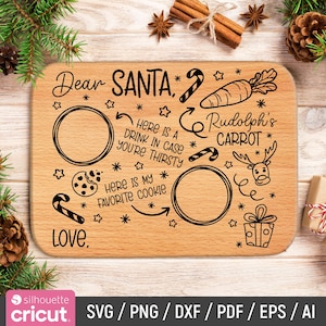 Caro vassoio di Babbo Natale Svg, Natale Svg, vassoio di Babbo Natale Svg, piatto di Babbo Natale Svg, biscotti al latte di Babbo Natale Svg, biscotti per Babbo Natale Svg, Dxf, download immediato