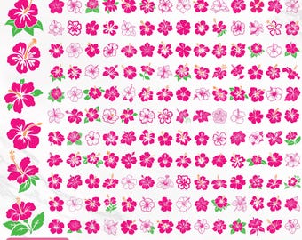 Hibiscus Svg Bundle, Tropical Flower Svg, Hawaii Flower Svg, Hibiscus Flower, Hibiscus Clipart, Flower Clipart, Cut Files, Instant Download