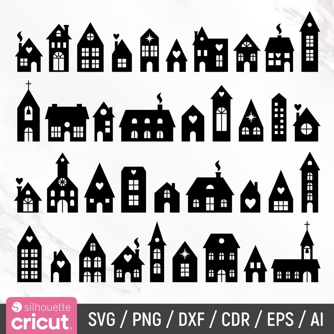 Houses Plotter Files Svg, House Clipart, Christmas Houses Svg, Home Bundle,  Laser Cut Files, Cricut, Silhouette, Glowforge, Instant Download - Etsy, image size:1080x1080
