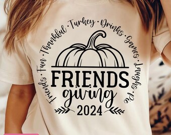 Friendsgiving 2024 SVG, Divertido Día de Acción de Gracias SVG, Friendsgiving Squad, Camisa de Acción de Gracias Svg, Archivos SVG para Cricut, Silueta, Cortar archivos