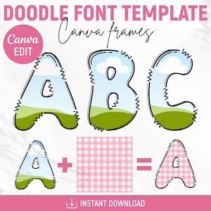 Editable Canva Frame Letters, Uppercase Lowercase & Numbers, Drag and Drop, Fillable Alphabet Font, Canva Frame Template, Canva Editable