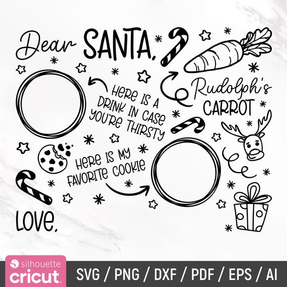 Dear Santa Tray Svg, Christmas Svg, Santa Tray Svg, Santa Plate Svg, Santa Milk Cookies Svg, Cookies for Santa Svg, Dxf, Instant Download