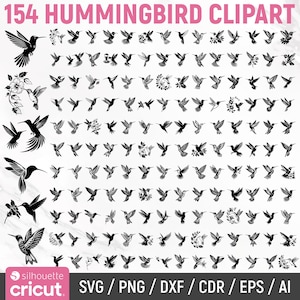 Kolibrie Svg bundel, kolibrie Svg, Colibri Svg, kolibrie Clipart, kolibrie silhouet, vogel Svg, Floral Bird, Instant Download