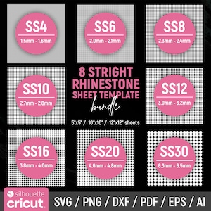 Rhinestone Sheet Template BUNDLE, SS4-SS30 sizes, Straight, Rhinestone Sheet Blank, Rhinestone Pattern Template, Svg, DIY, Instant Download