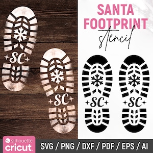Santa Footprint Svg, Christmas Footsteps Svg, Christmas Feet, Santa Boots Svg, Santa Clause Footsteps Stencil, DIY, Dxf, Laser Cutting Files