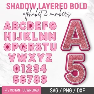 Gelaagde lettertype Svg, gelaagde alfabet Svg, gelaagde cijfers Svg, taarttopper, gelaagde letters Svg, partijgunst, DIY, Cricut, Instant Download