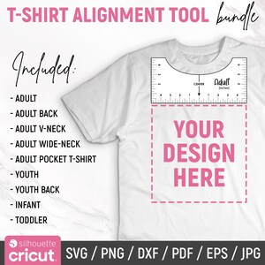 Outil d'alignement de t-shirts Svg, règle pour t-shirts Svg, guide de placement des t-shirts, guide de conception, guide de placement de la chemise, col en V adulte tout-petit