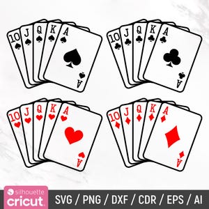 Playing Cards Svg, Playing Cards Symbols Svg, Aces Svg, Card Suits Svg, Poker Cards Svg, Royal Flush, Cards Clipart, DIY, Instant Download
