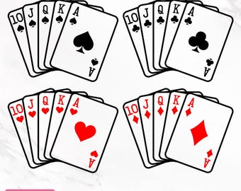 Playing Cards Svg, Playing Cards Symbols Svg, Aces Svg, Card Suits Svg, Poker Cards Svg, Royal Flush, Cards Clipart, DIY, Instant Download