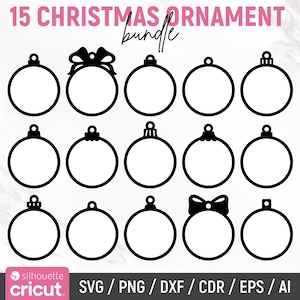Blanco ornament Svg, gepersonaliseerd houten ornament Svg, ronde ornamentbundel Svg, ornamentlaserbestanden, kerstornament Svg, Dxf, Glowforge