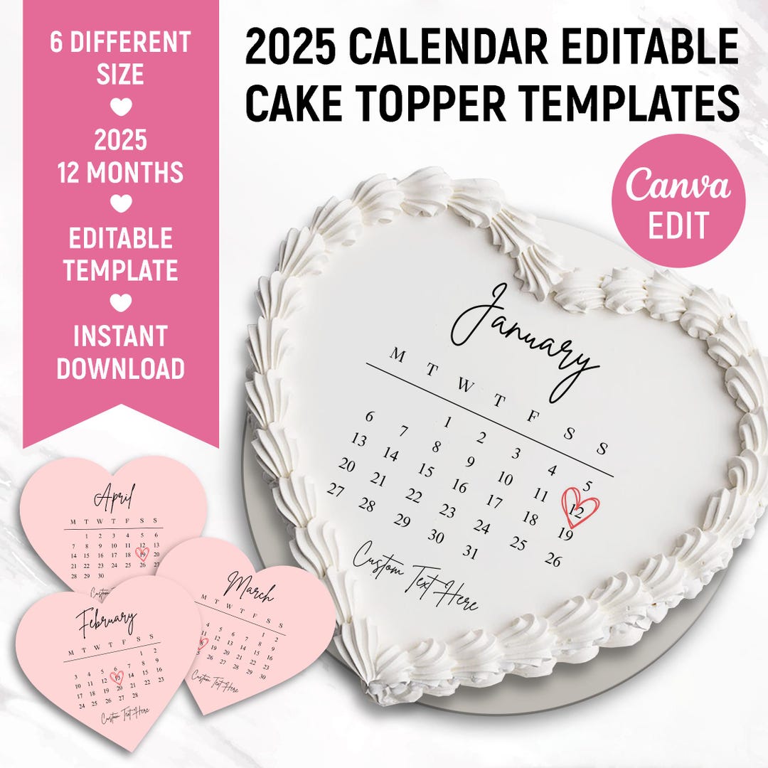 Burn Away Cake Topper Calendar Template Custom Heart Ake Topper 2025 Il 1080xN.6421762254 R3fo