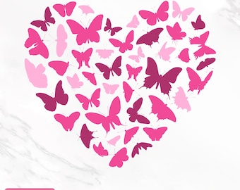 Butterfly Heart Svg, Butterfly Love Svg, Valentine's Day Svg, Love Svg, Heart Svg, Butterfly Svg, Sublimation Designs, Png, Instant Download