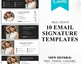 Email Signature Template, Realtor, Clickable, Gmail, Modern, Professional, Real Estate, Two Photo or Logo, Email Footer, Canva Editable