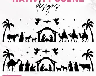 Nativity Scene Svg, Christmas Svg, Decoration Vinyl Decal, Nativity Scene Clipart, Nativity Silhouette, Laser Cut Files, Instant Download