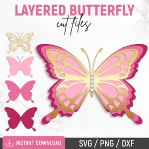 Schmetterling Schmuck, 3D Schmetterling Schmuck, Schmetterling Vorlage, geschichteter Schmetterling, Schmetterling Clipart, Schmetterling Wanddekor, Dxf, Png, Sofort Download