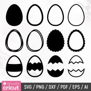 Huevos de Pascua Svg, Huevos Svg, Contorno de Huevos Svg, Forma de Huevos Svg, Etiqueta de Huevo Svg, Clipart de Huevos de Pascua, Silueta de Huevos, Archivos Cortados, Descarga Instantánea