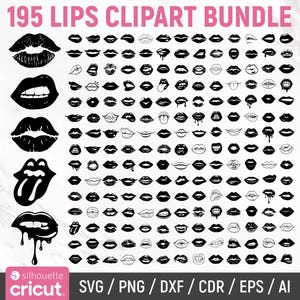 Lippen SVG-Bundle, Kuss Plotterdatei, Lippenstift-Svg, Valentinstags-Svg, Lippen Clipart, Liebes-Svg, Küssende Lippen-Svg, Cricut, Silhouette, sofort-Download