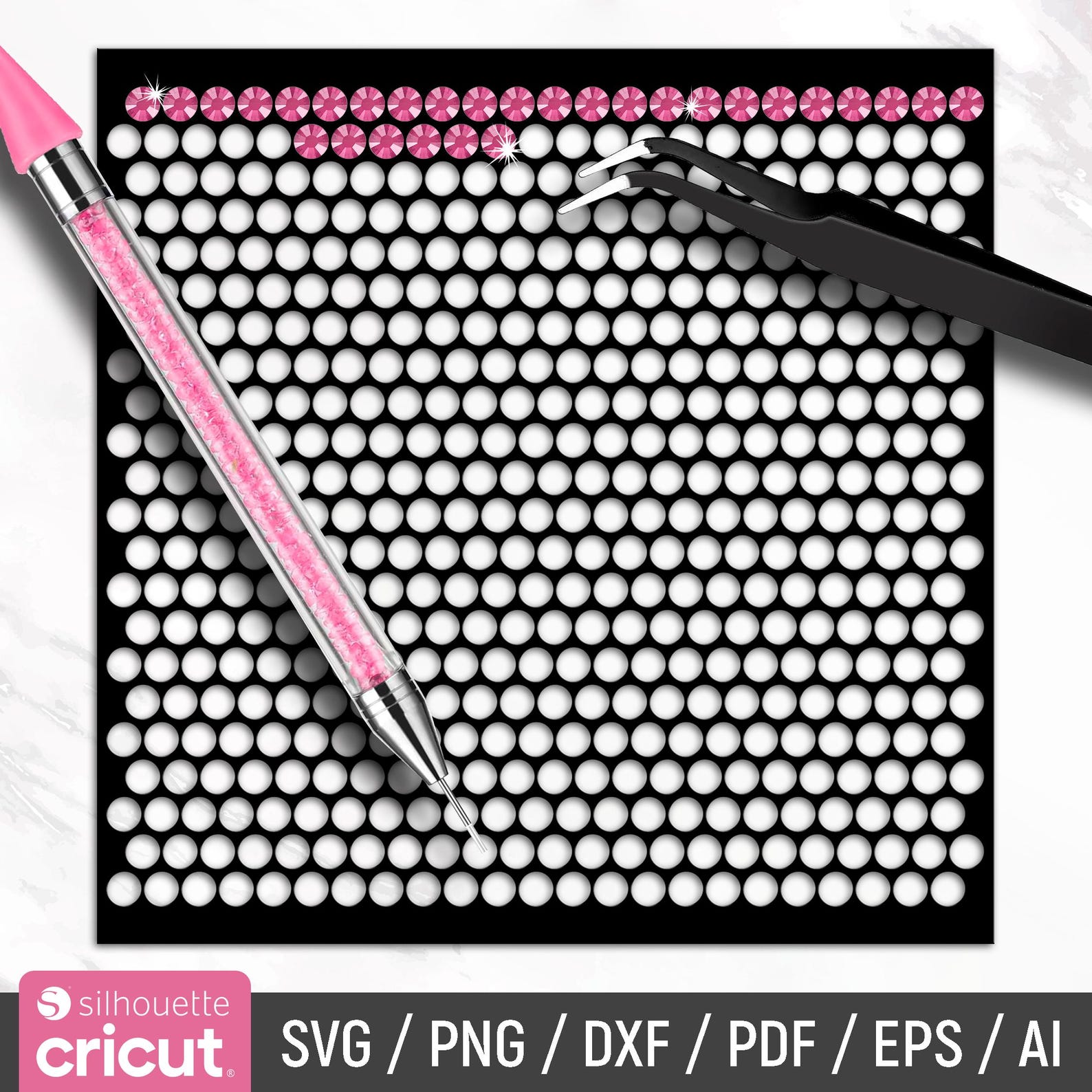 Rhinestone Sheet Template BUNDLE, SS4-SS30 Sizes, Staggered, Rhinestone ...