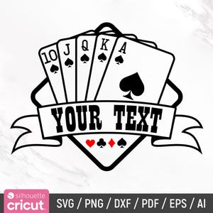 Royal Flush Spade Svg, Royal Flush Svg, Poker Cards Svg, Royal Flush Split Name, Royal Flush Custom Name Cards Svg, Png, Instant Download