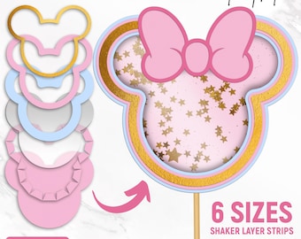 Shaker Cake Topper Svg, Shaker Layer Strips, Birthday Cake Topper Svg, Mouse Shaker Svg, Layered Svg, 3D Shaker, Cut Files, Instant Download